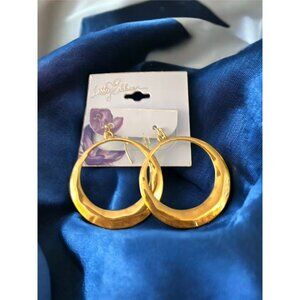 Libby Edelman Lightly Hammered Gold Hoop Dangle Hook Earrings